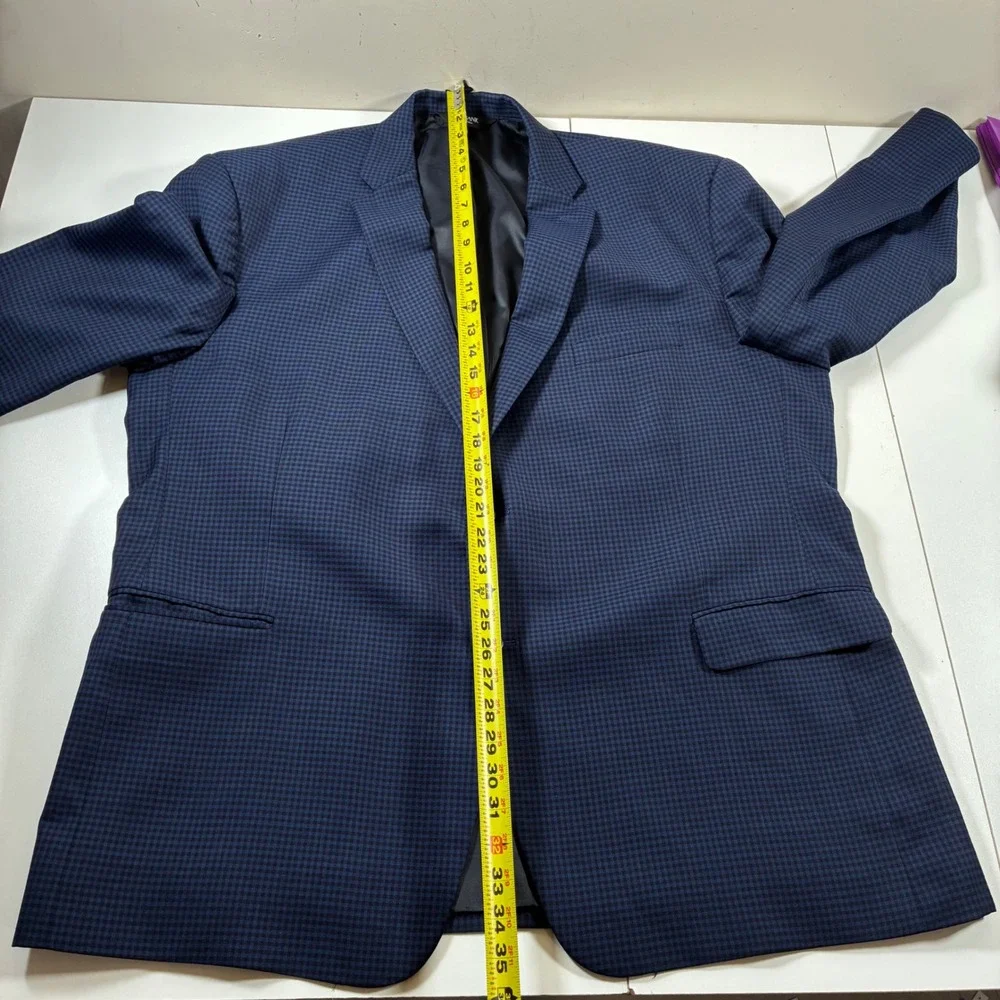 Jos A Bank Sport Coat 52L Blue Houndstooth 100% Wool Traditional Modern Blazer